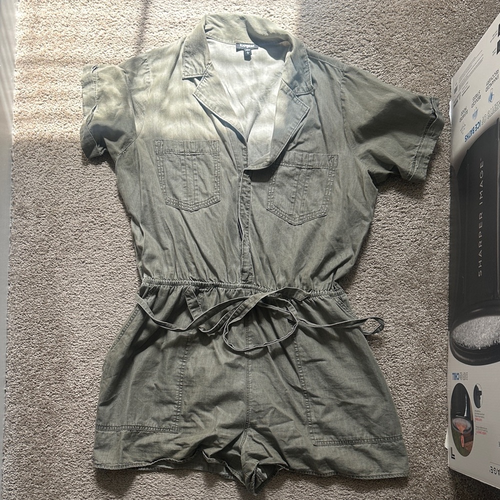Express Olive Green Utility Romper